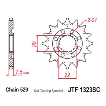 Фото Звезда передняя 520-14T JT, Honda CR125 04-07, CRF250 03-17