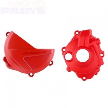 Фото Комплект защиты крышки зажигания и сцепления POLISPORT, красный, CRF250 18-24, CRF250X 19-24