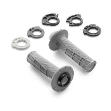 Фото Грипсы серые Lock-on OEM КТМ (с отверстием под защиту рук), SX/SXF 23-25, EXC/EXCF 24-25, TC/FC 23-25, TE/FE 24-25, MC/MCF/EC/ECF 24-25