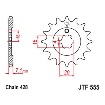 Фото Звезда передняя 428-13T JT, Kawasaki KX65 00-25, KX85 01-25