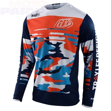 Фото Детская майка TLD GP Formula 22, Camo синяя/оранжевая, размер Y-M