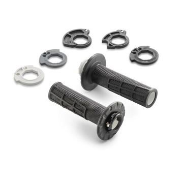 Фото Грипсы черные Lock-on OEM КТМ (с отверстием под защиту рук), SX/SXF 23-25, EXC/EXCF 24-25, TC/FC 23-25, TE/FE 24-25, MC/MCF/EC/ECF 24-25