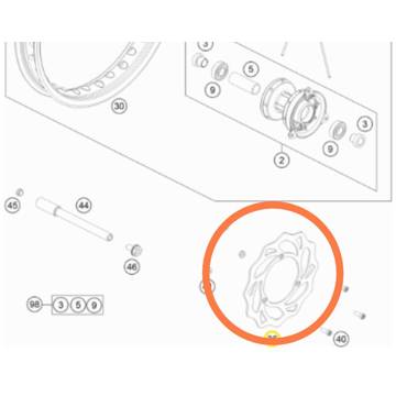 Фото Передний тормозной диск 198*3мм (OEM) KTM SX65 25-, Husqvarna TC65 25-, GasGas MC65 25-