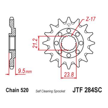 Фото Звезда передняя 520-14T JT, Honda CR250 92-07, CRF450 02-25